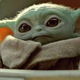 Baby Yoda in season one of Disney's The Mandalorian, looking displeased.